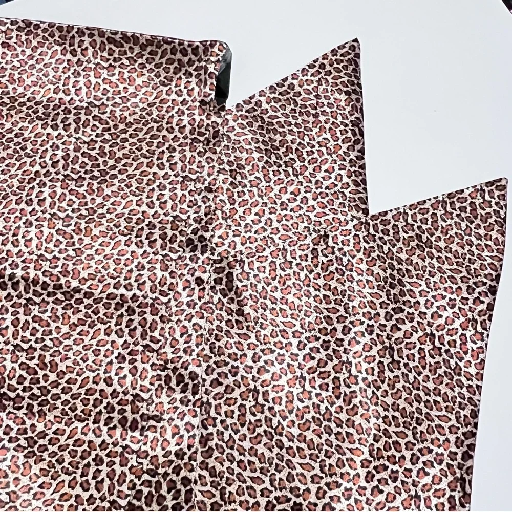 Dennis by Dennis Basso Brown Black Cream Satin Animal Print Scarf Large Unisex